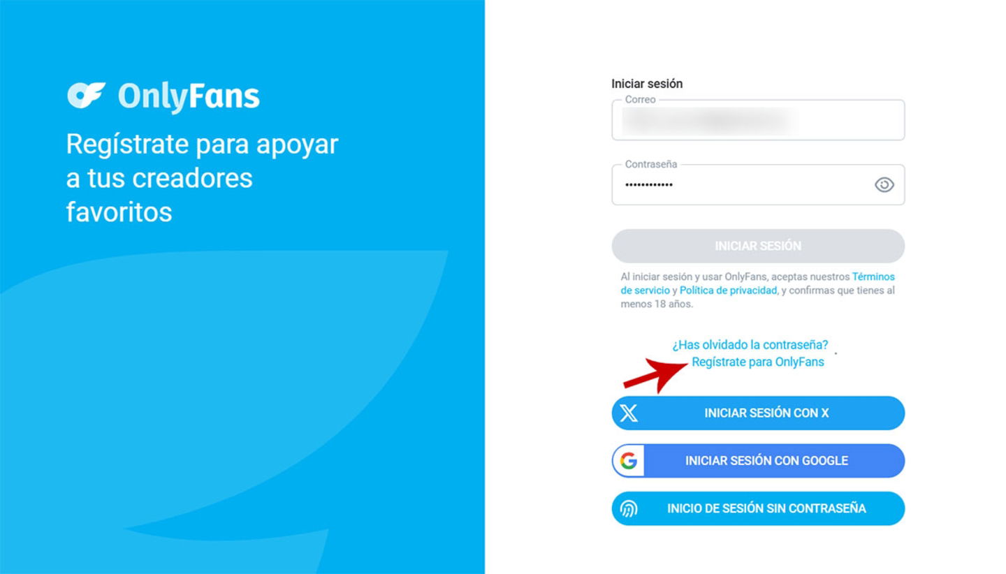 Registrarse en OnlyFans