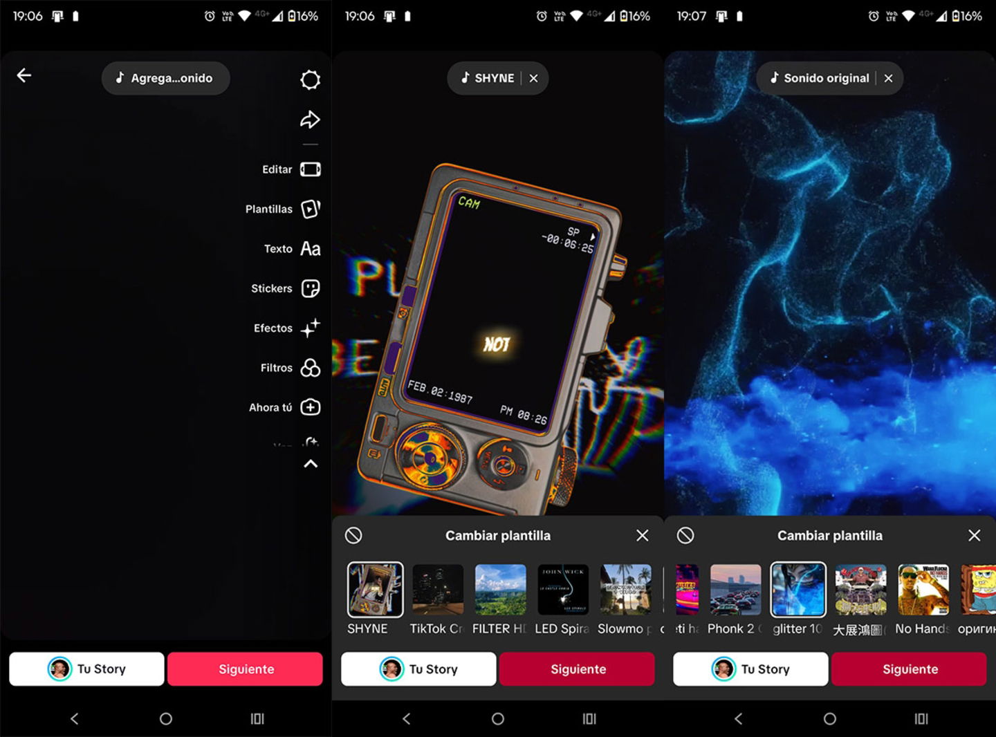 Usar plantillas en TikTok