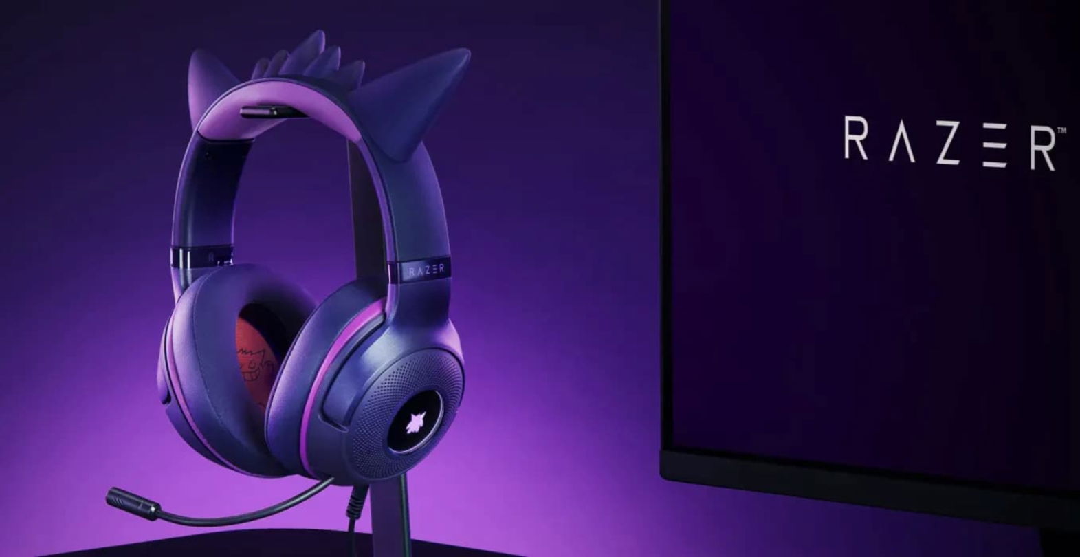Estos cascos de Razer están tematizados con el estilo de Gengar de Pokémon y lucen espeluznantes y bonitos