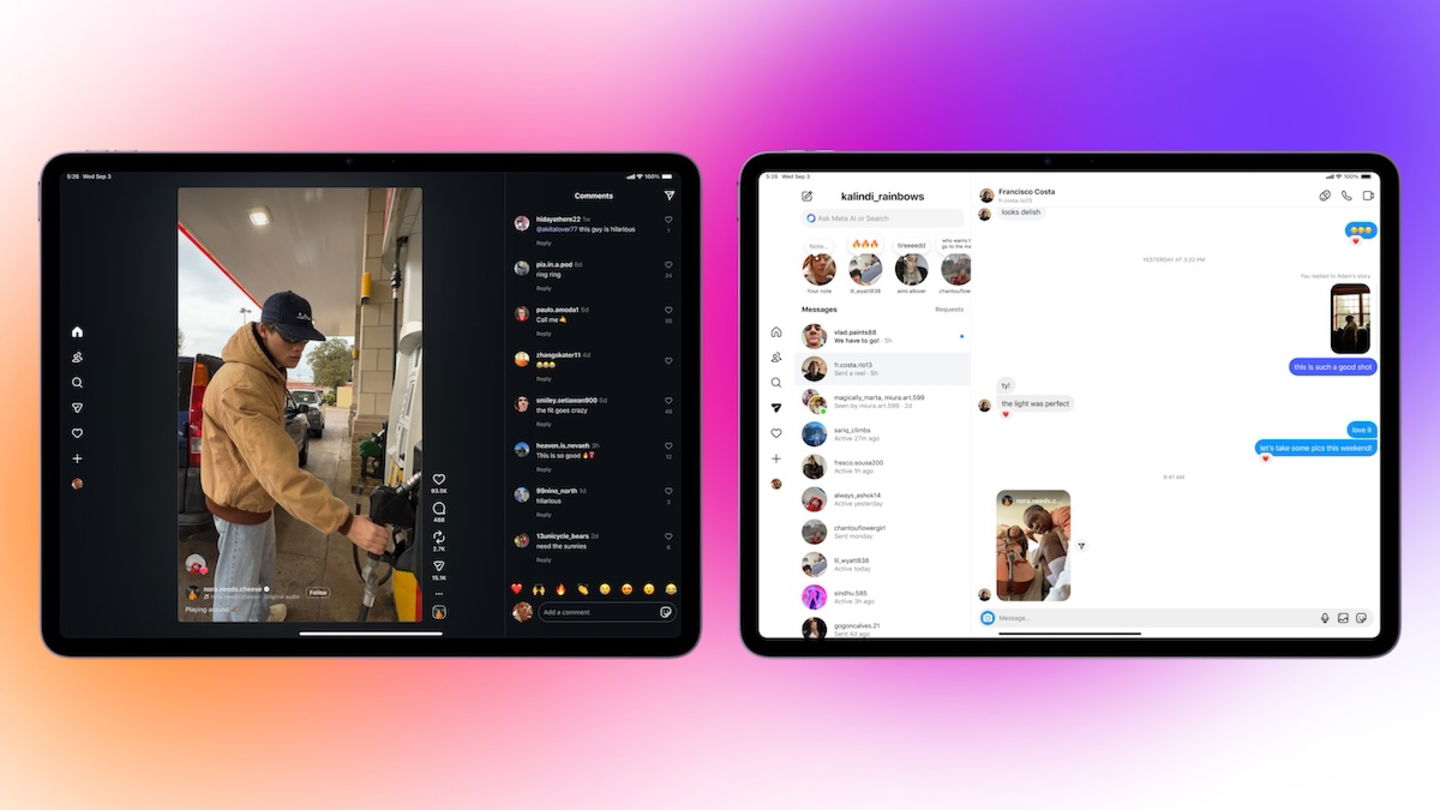 Visualización de contenidos y mensajes en Instagram para iPad