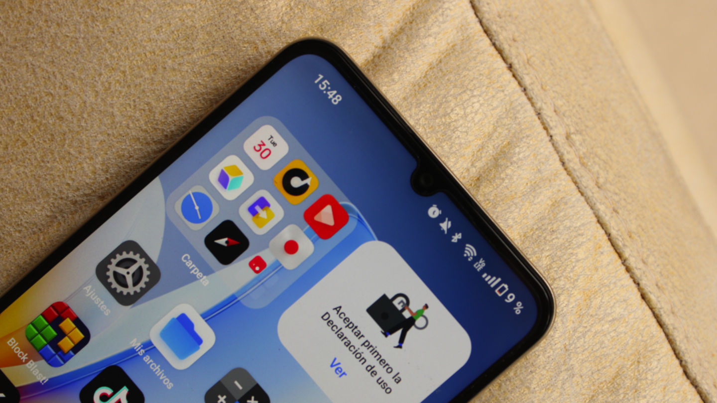 Parte superior de la pantalla del realme Note 70T