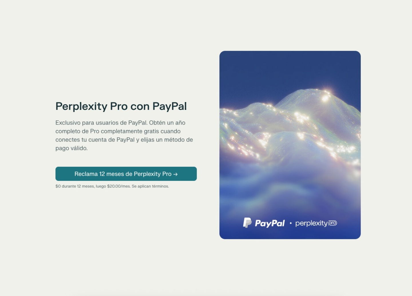 Perplexity promoción con PayPal