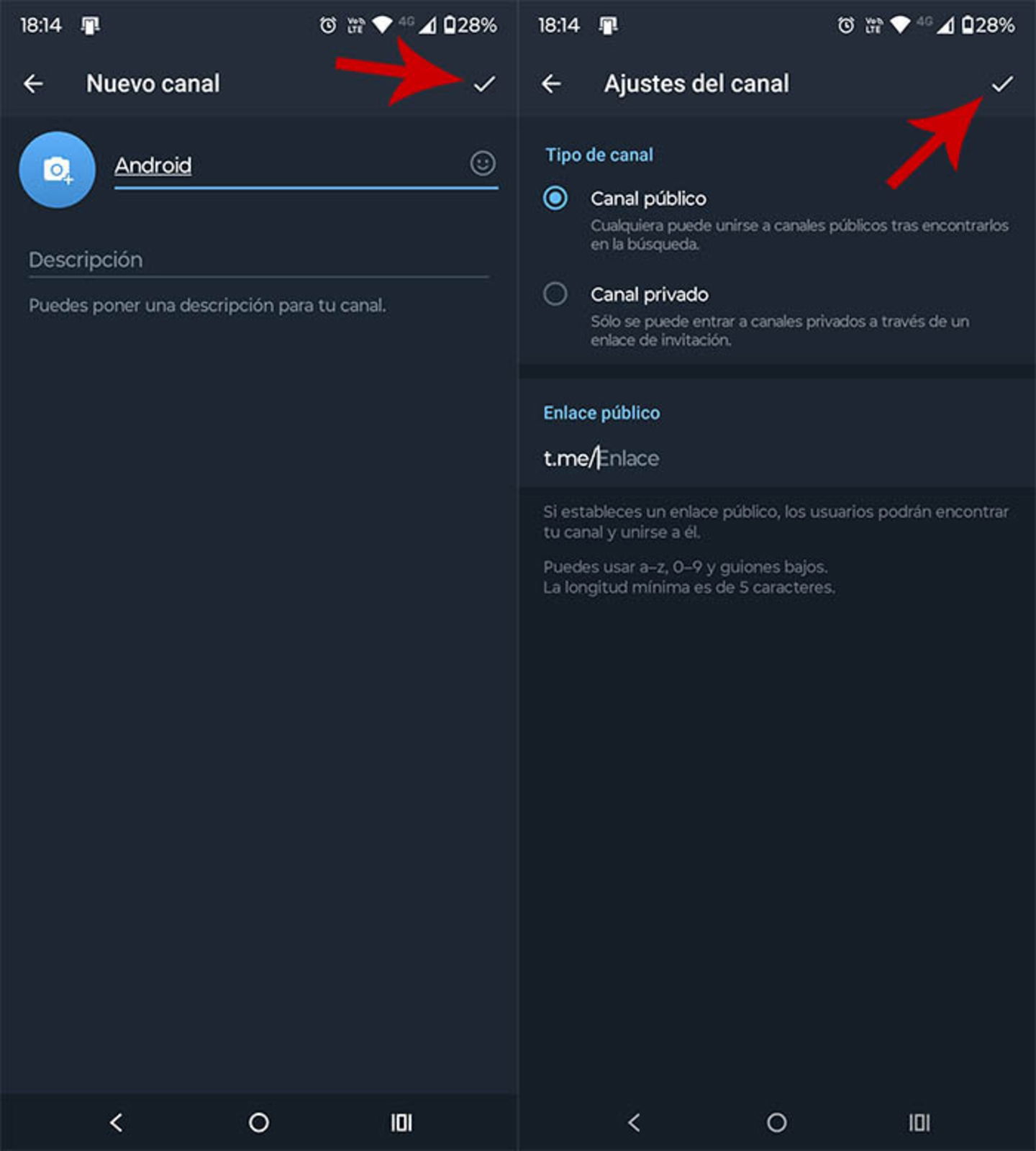 Personalizar canal de Telegram