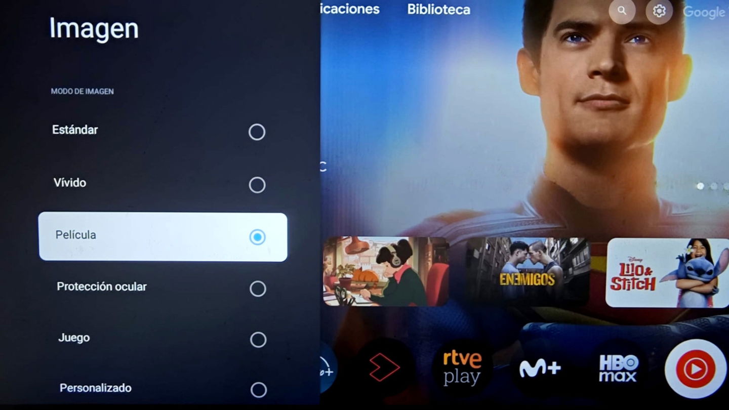 TCL A1s modos de imagen