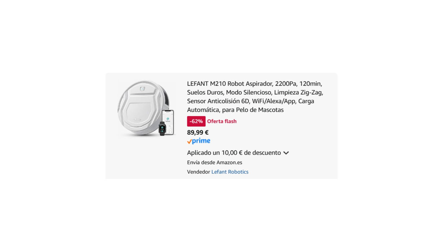 De 259,99 euros a tan solo 89,99 euros: la locura de Oferta Flash que tira por los suelos el precio de este robot aspirador