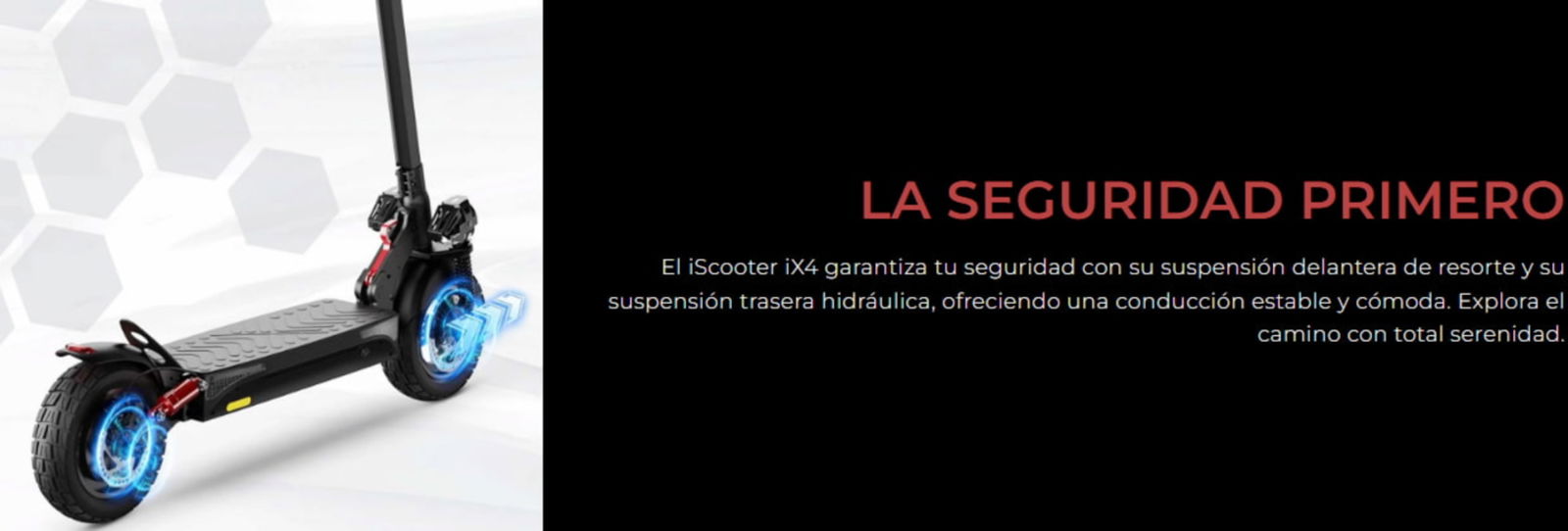 Este patinete eléctrico de iScooter es muy seguro, por lo que podrás conducir sin preocupaciones