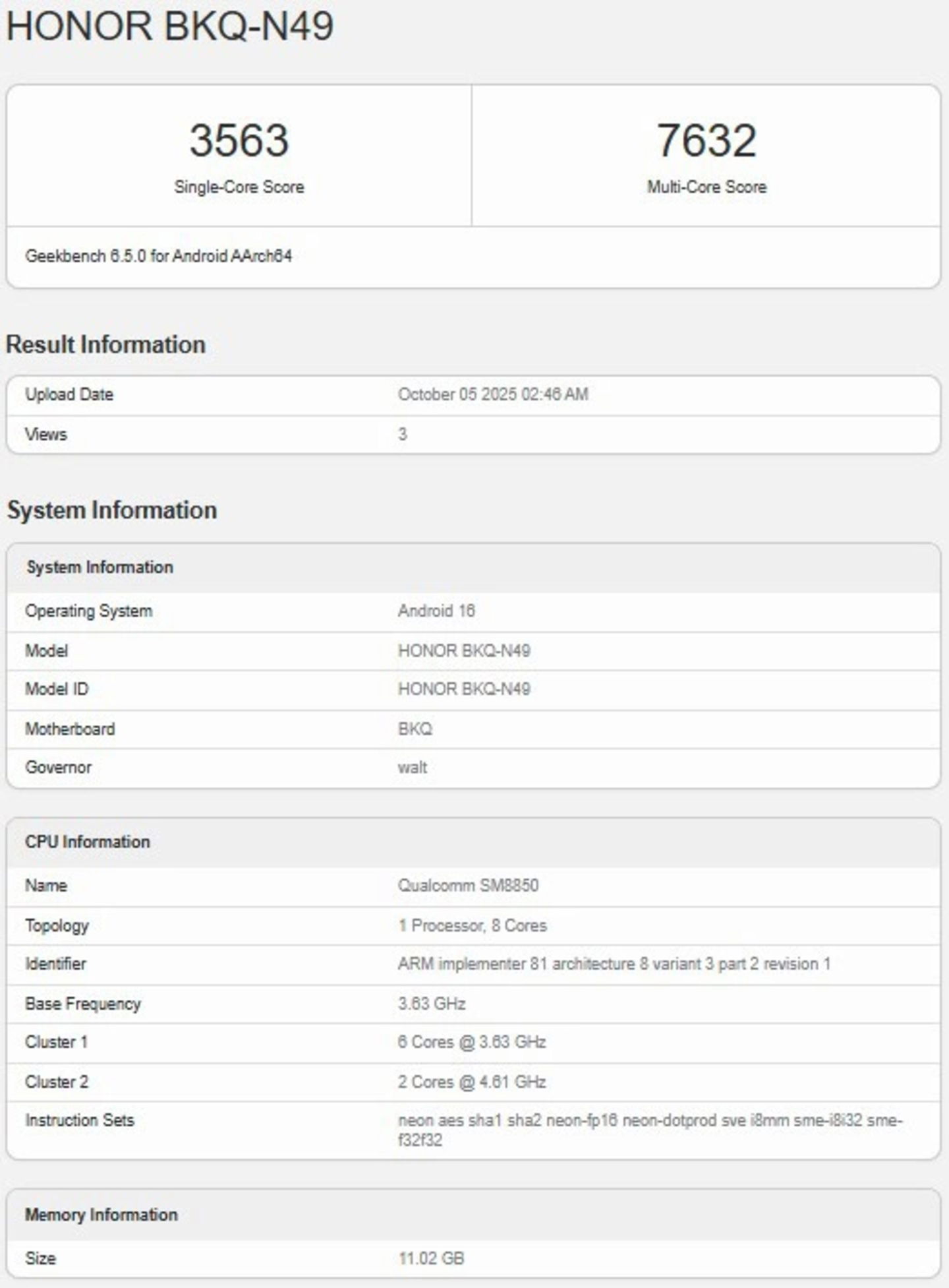 El HONOR Magic 8 Pro se deja ver en Geekbench: batería de infarto y Snapdragon 8 Elite Gen 5