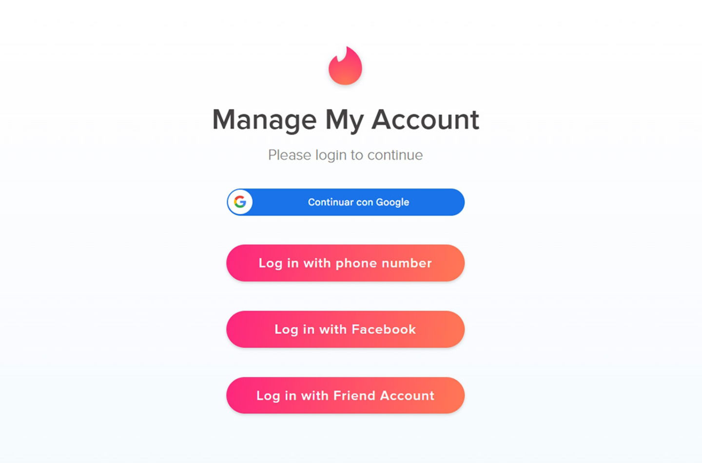 Iniciar sesión en Tinder con tus datos