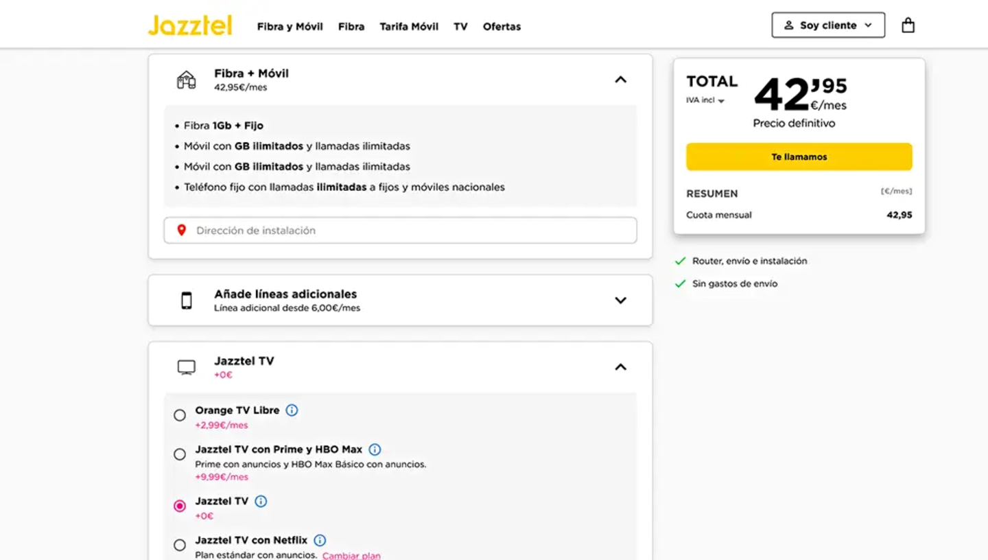 Esto es todo lo que incluye la tarifa de Jazztel