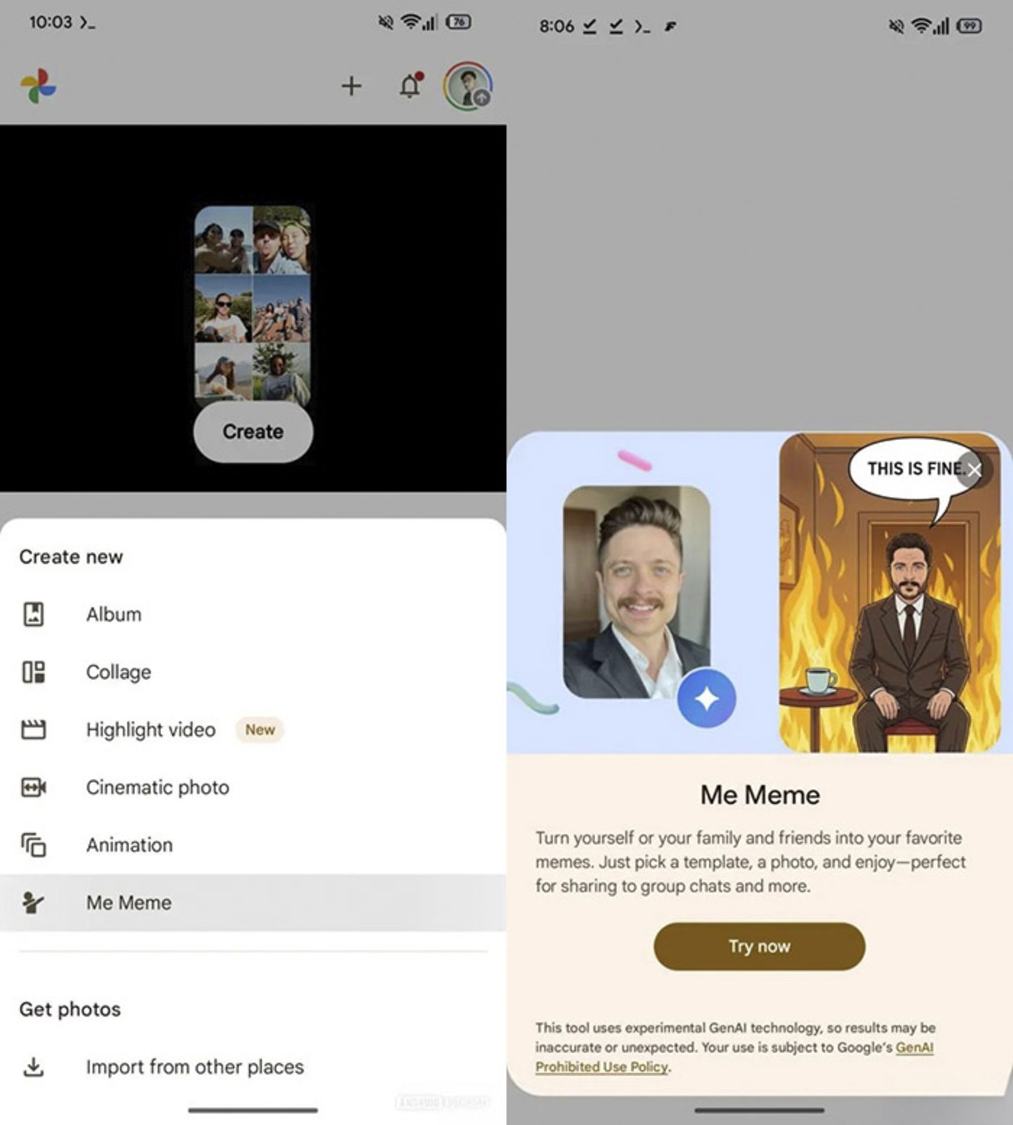 La función permite generar memes con fotos en cuestión de segundos