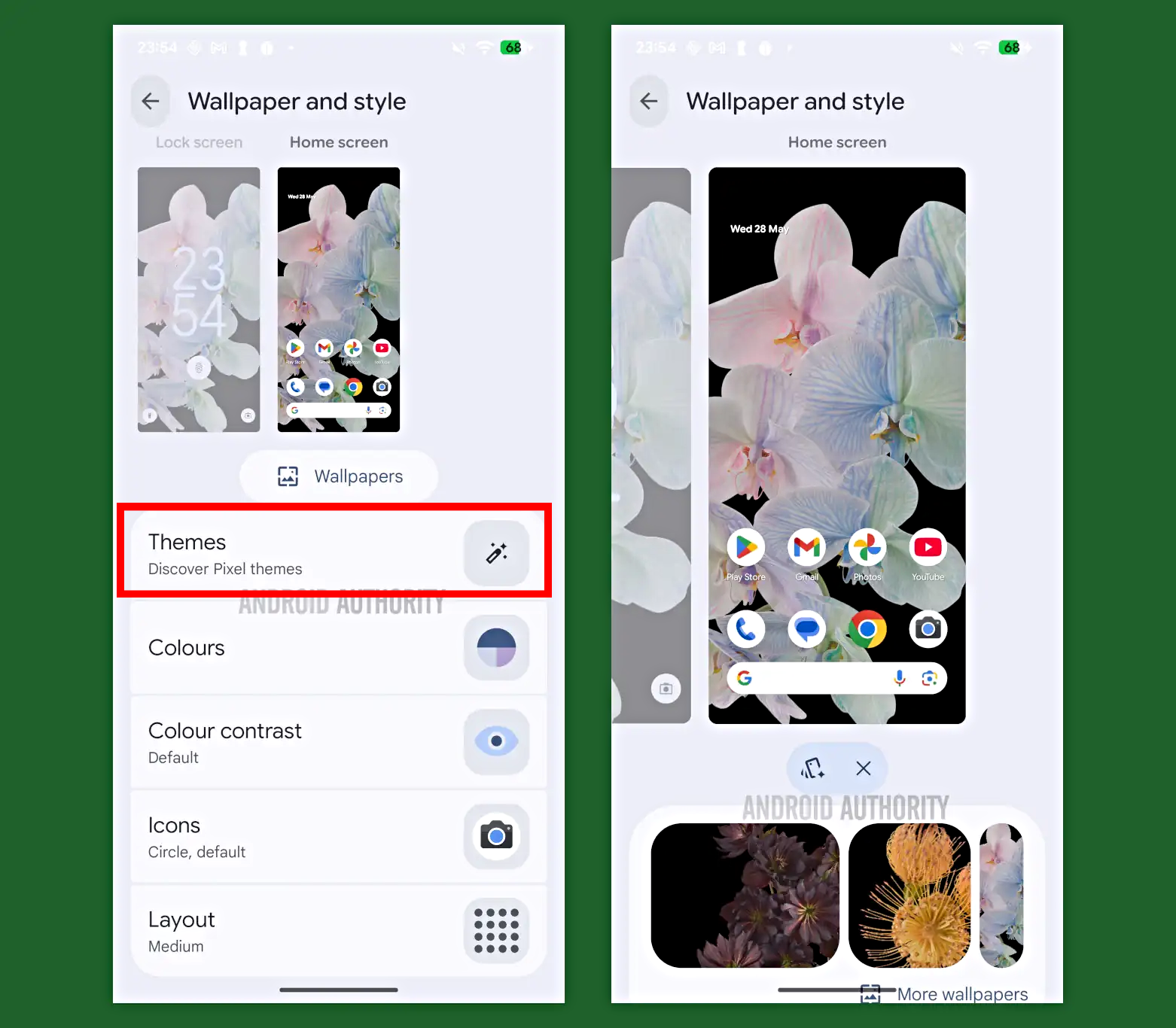 La nueva pestaña "Temas" en la app "Fondos de pantalla" de los teléfonos Google Pixel