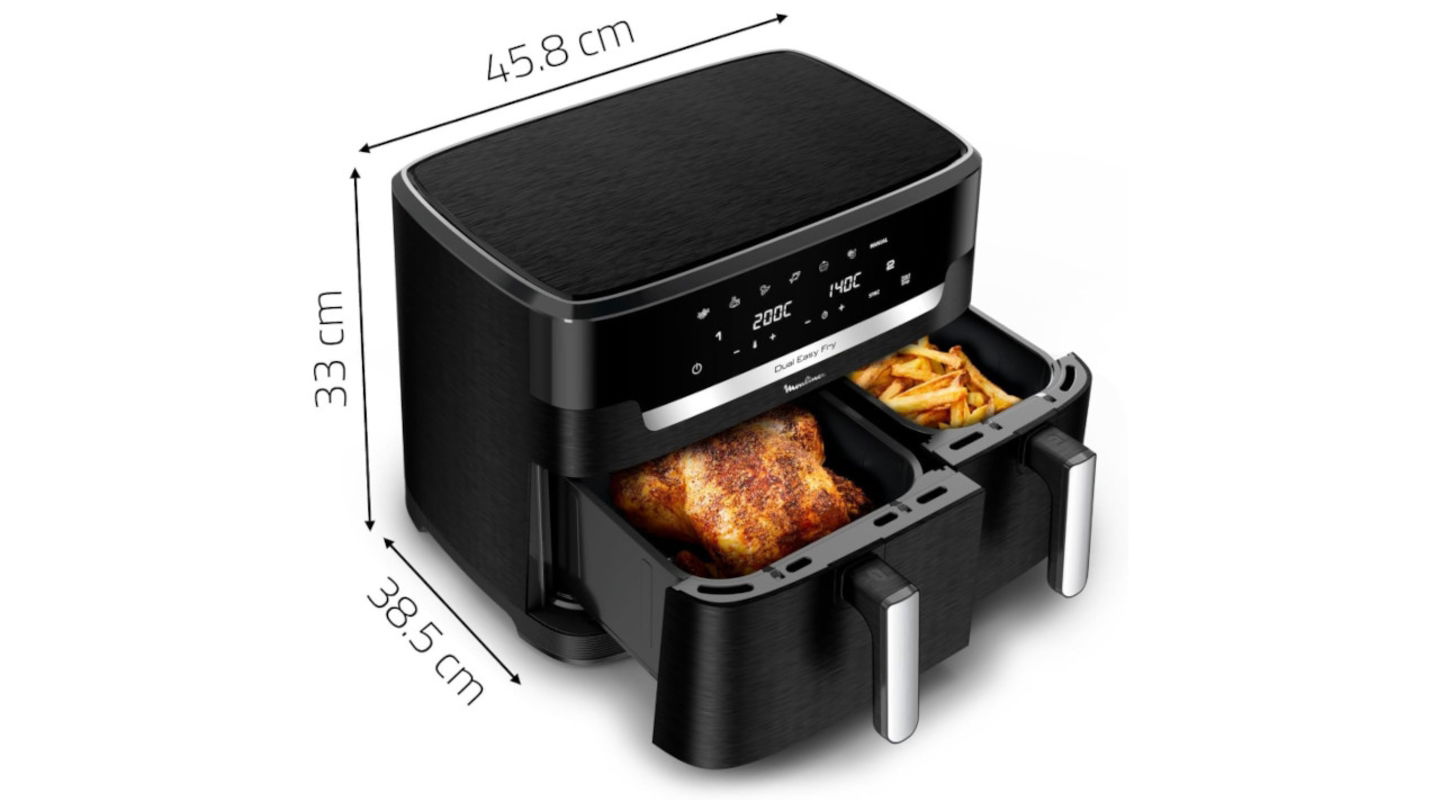 Freidora de aire XXL a precio mini: 11L y dos cestas para ahorrar tiempo, aceite... y dinero, porque tiene gran descuento