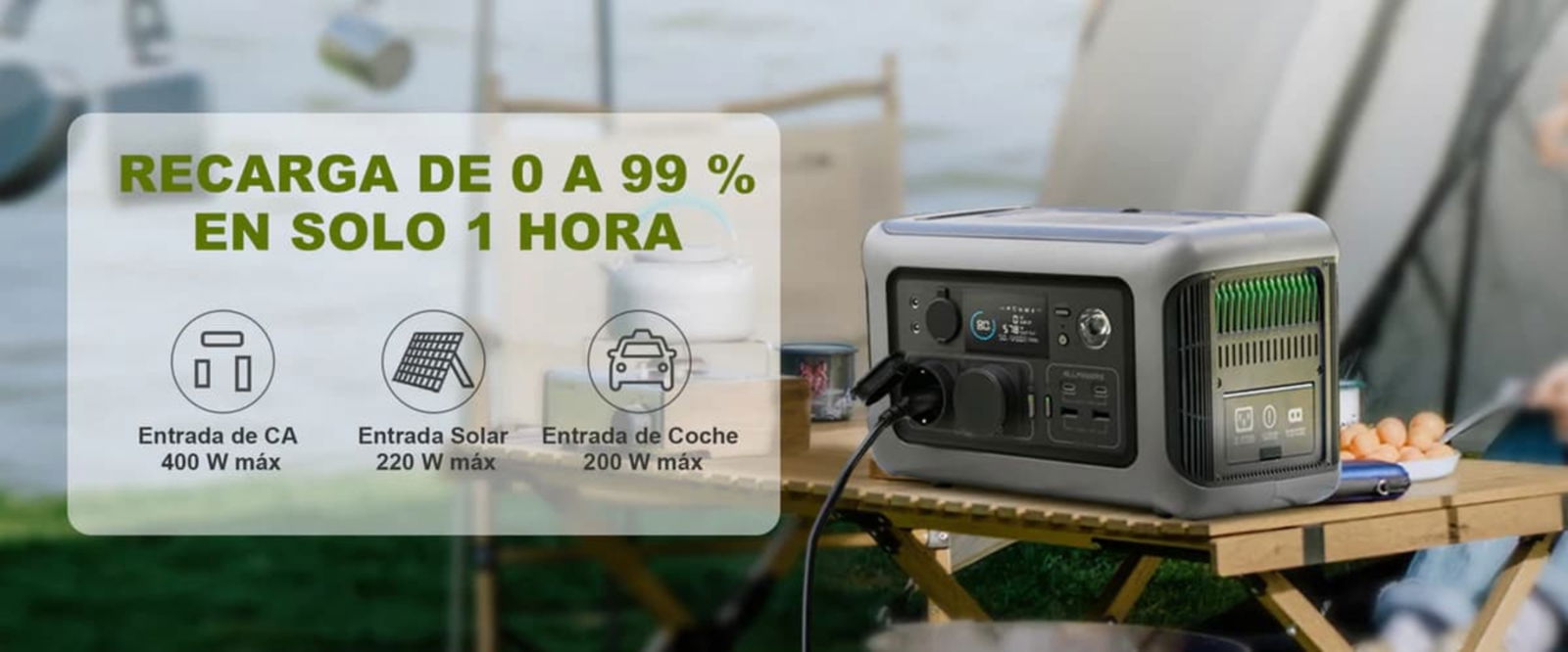 Un punto muy interesante de este mini-generador eléctrico es que se puede cargar completamente en una hora