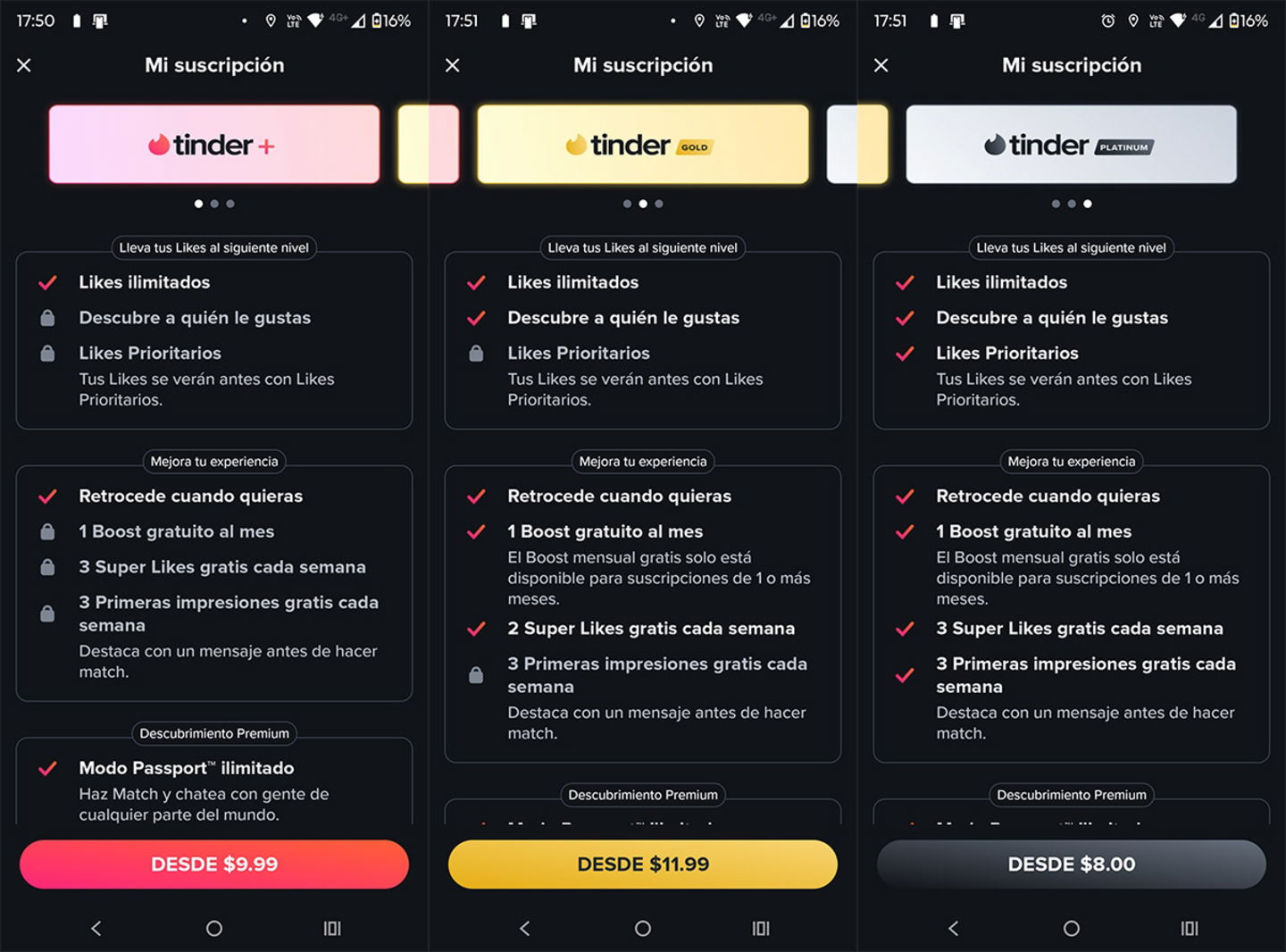 Vale la pena pagar Tinder Plus, Gold o Platinium