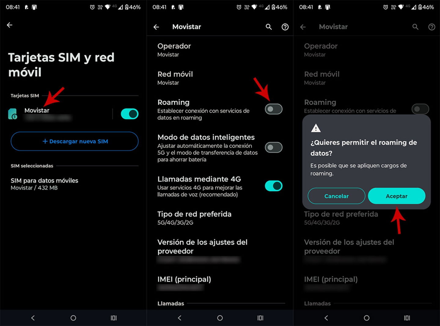 Activar la Itinerancia de datos en Android