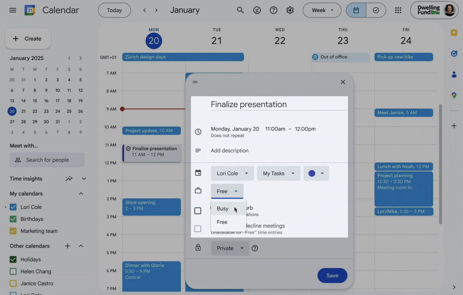 Calendario de Google, tareas