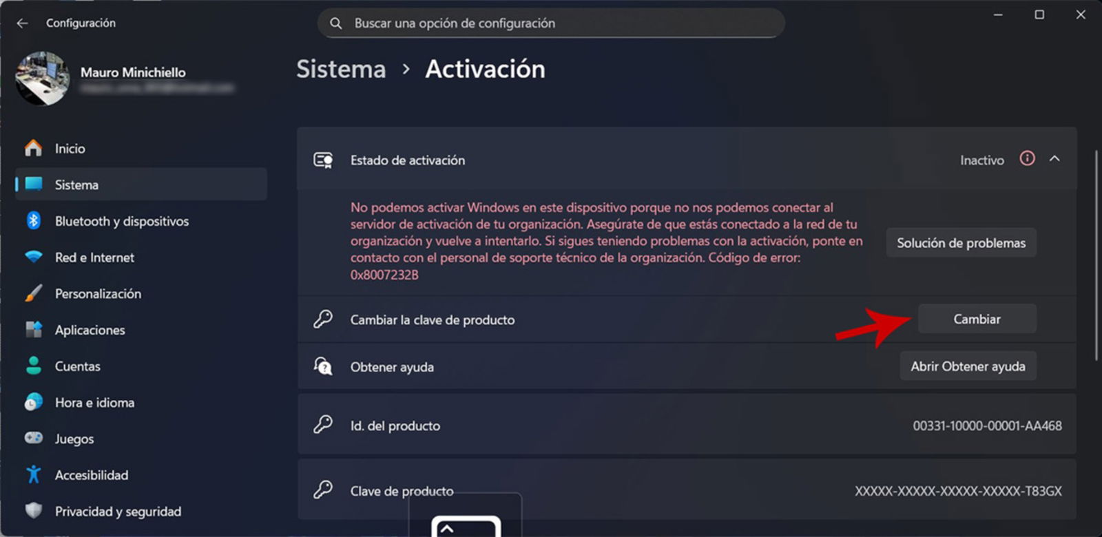 Cambiar clave de producto Windows 11