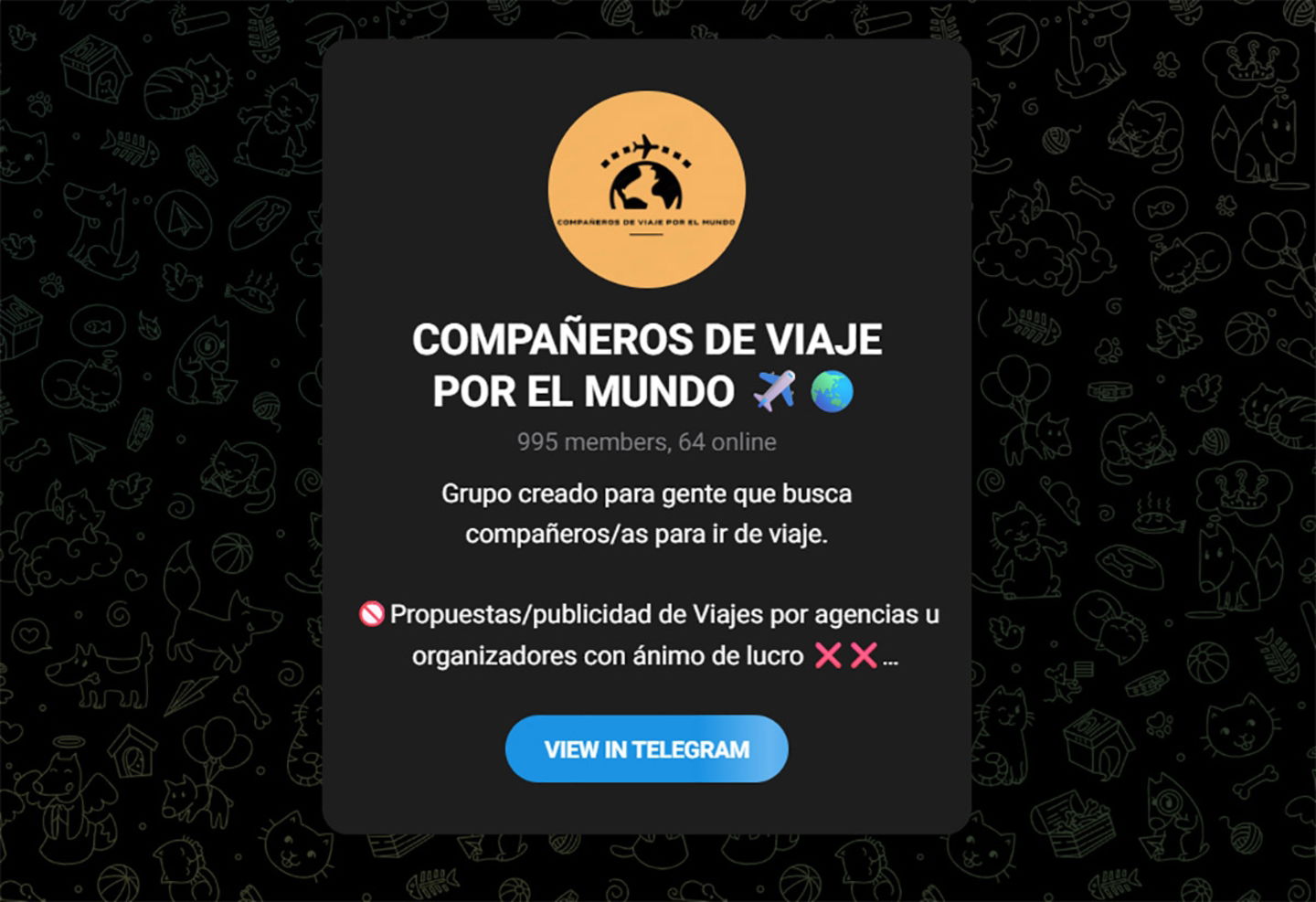 Compañeros de viaje por el mundo Grupo de Telegram