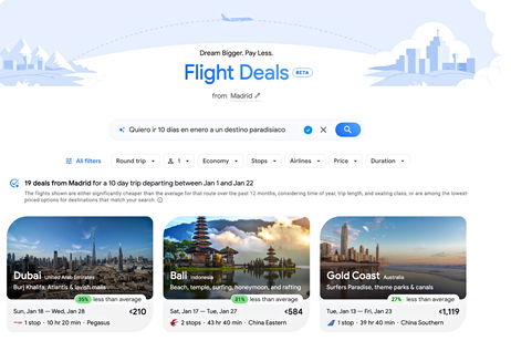 Planificar tu próximo viaje va a ser mucho más fácil gracias a Google y sus nuevas funciones de IA Planificar tu próximo viaje va a ser mucho más fácil gracias a Google y sus nuevas funciones de IA
