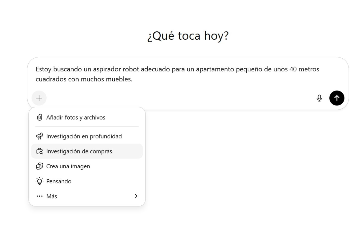 Pantallazo de ChatGPT en el que se ve la opción OpenAI Shopping Research