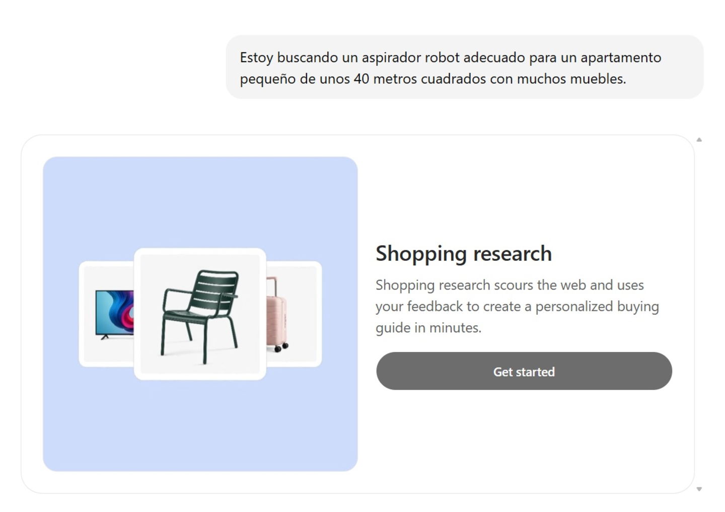 Cuestionario al usuario que usa OpenAI Shopping Research