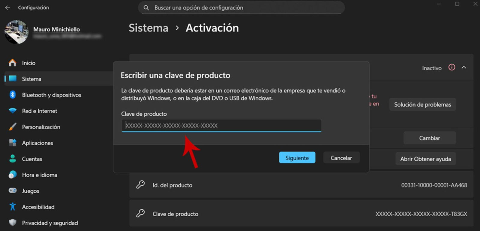 Poner clave genérica en Windows 11