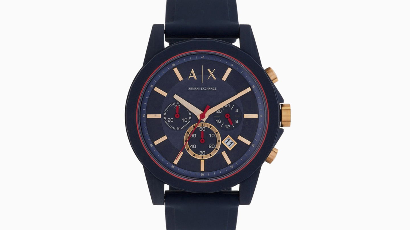 47 mm, cronógrafo y correa de silicona azul: el Armani Exchange te da estilo de marca top y cuesta poco