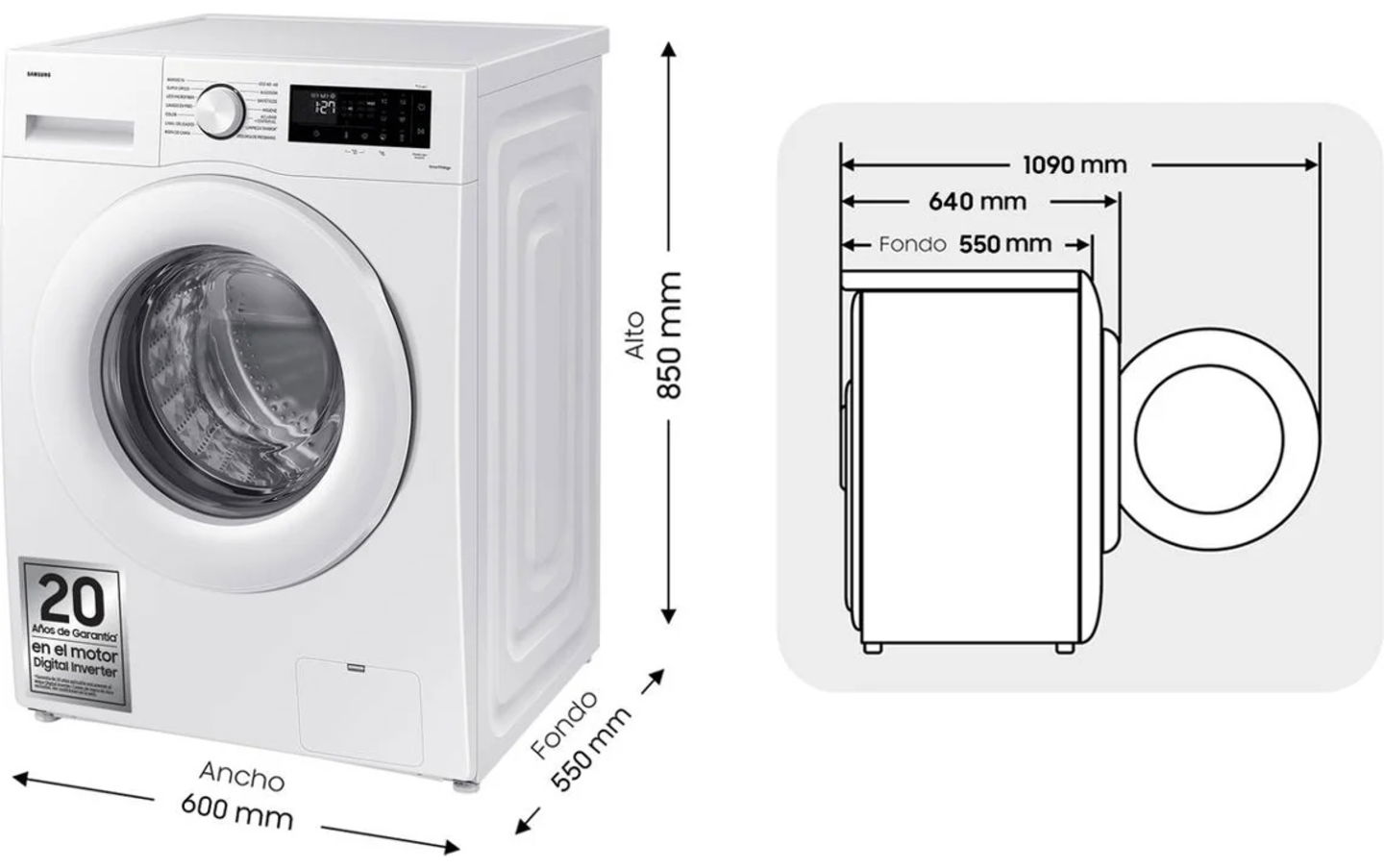 Samsung WW11DG5B25AEEC medidas