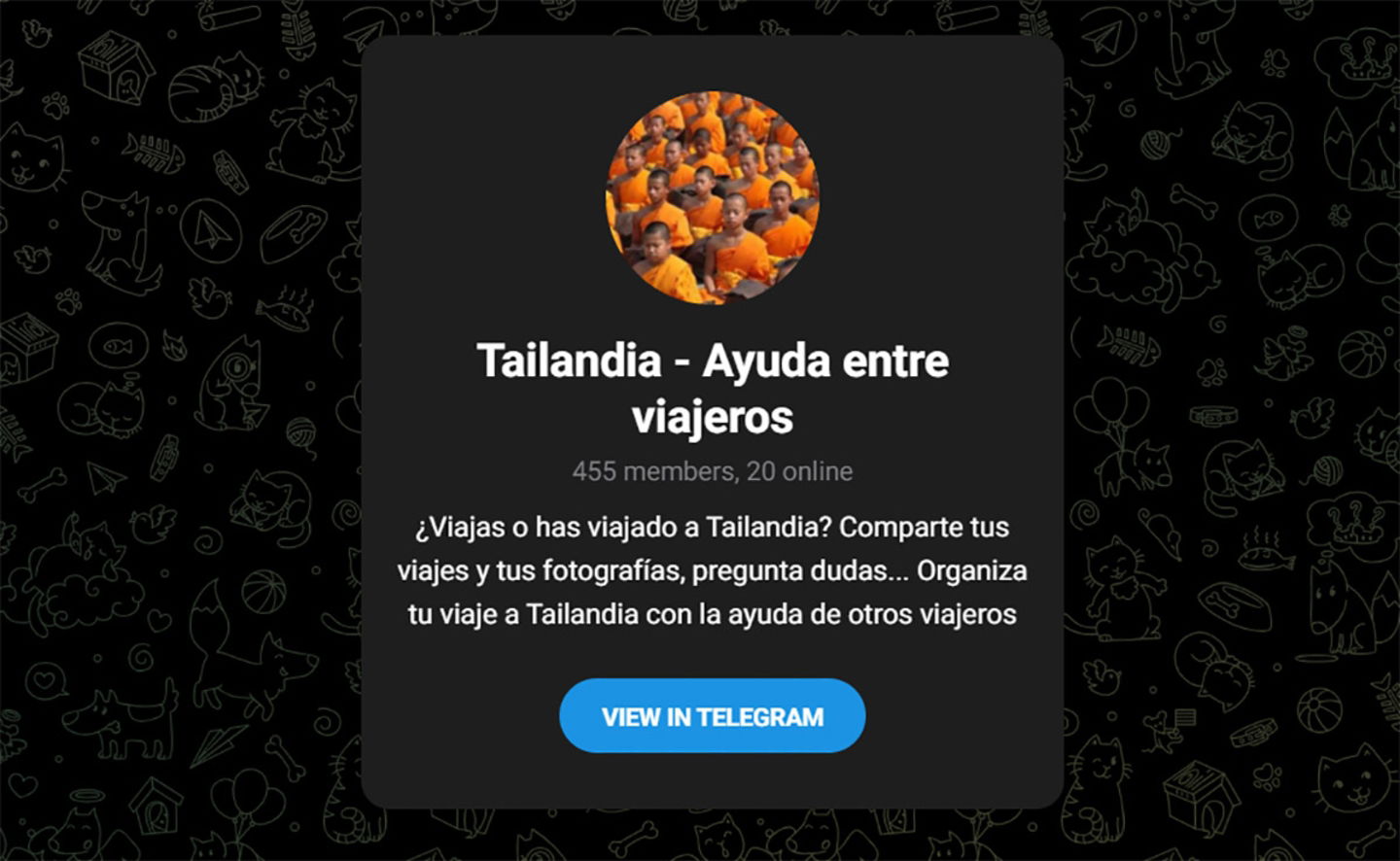 Tailandia Ayuda entre viajeros Grupo de Telegram