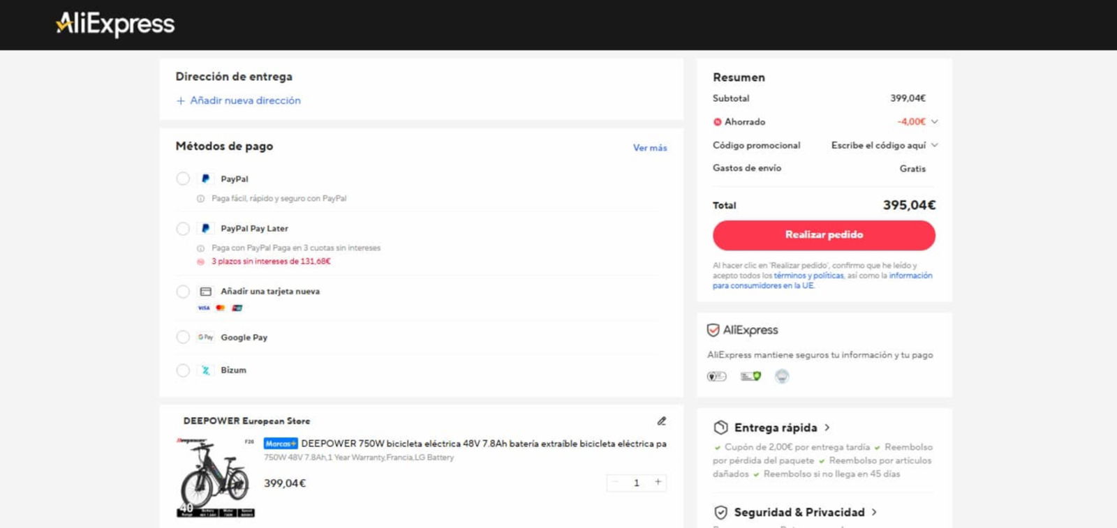 Aprovecha el descuento de AliExpress y llévate esta bici eléctrica súper potente