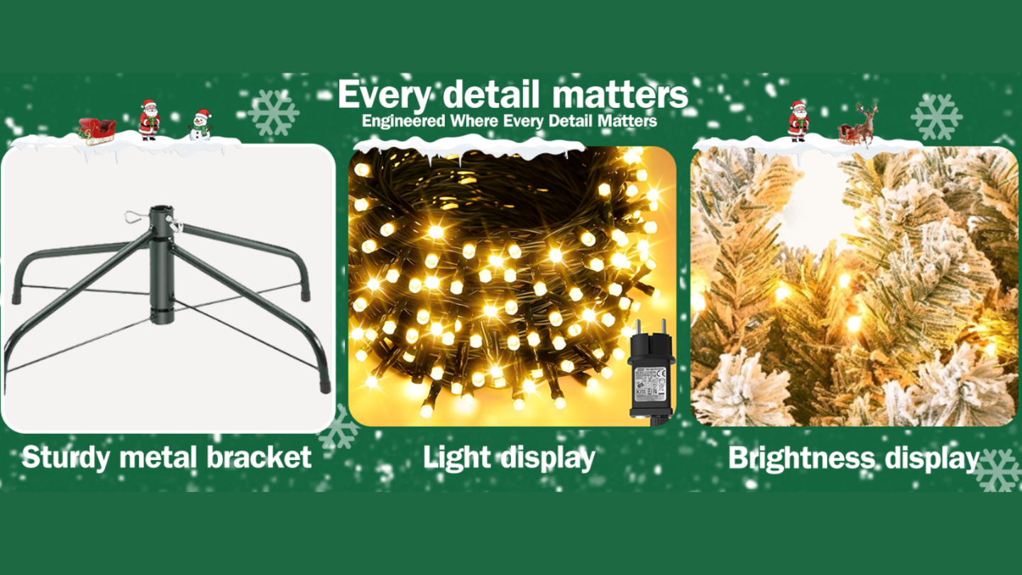 Decora tu salón con este árbol de Navidad de 180 cm y efecto nevado