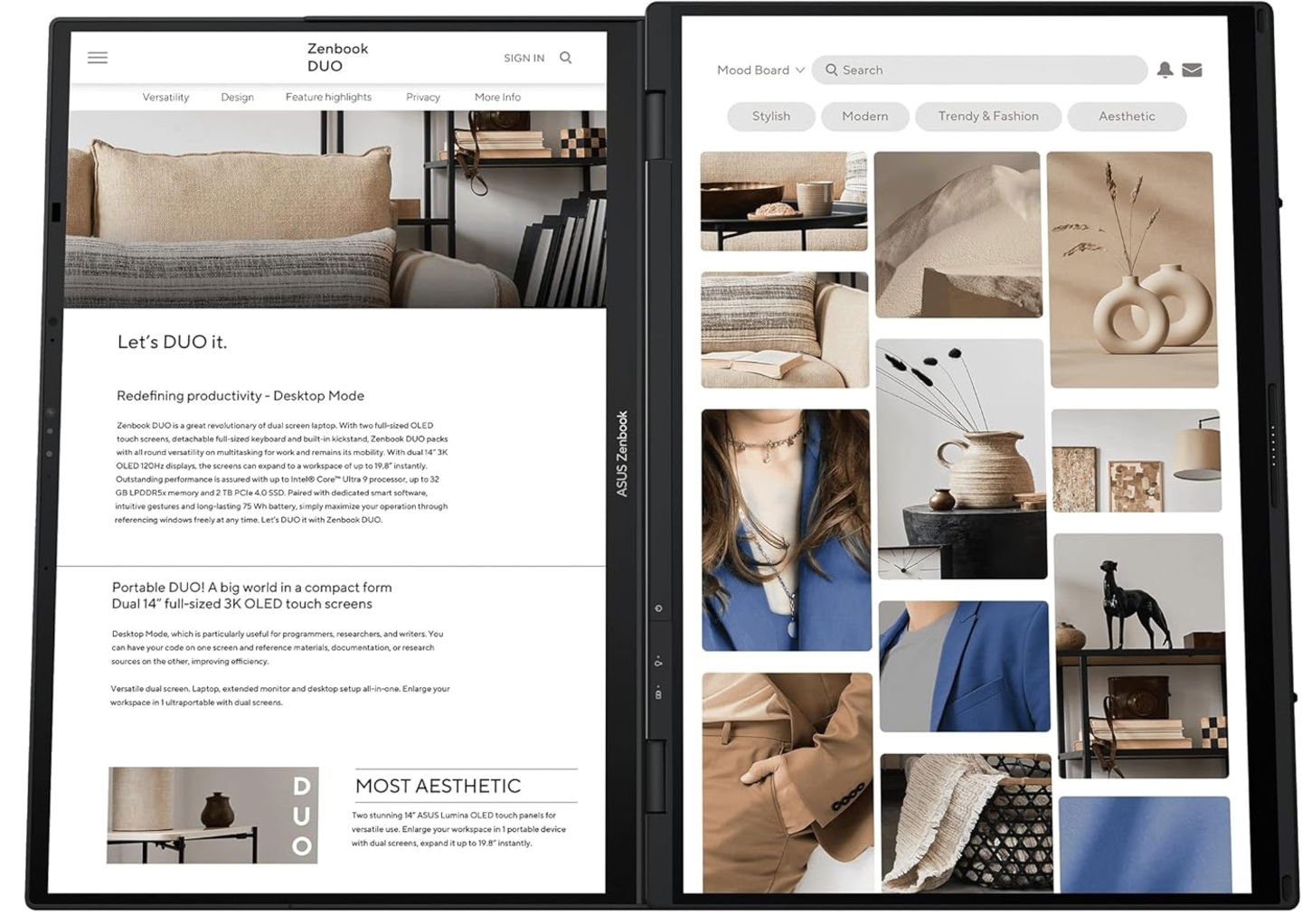 ASUS Zenbook Duo OLED modo lectura
