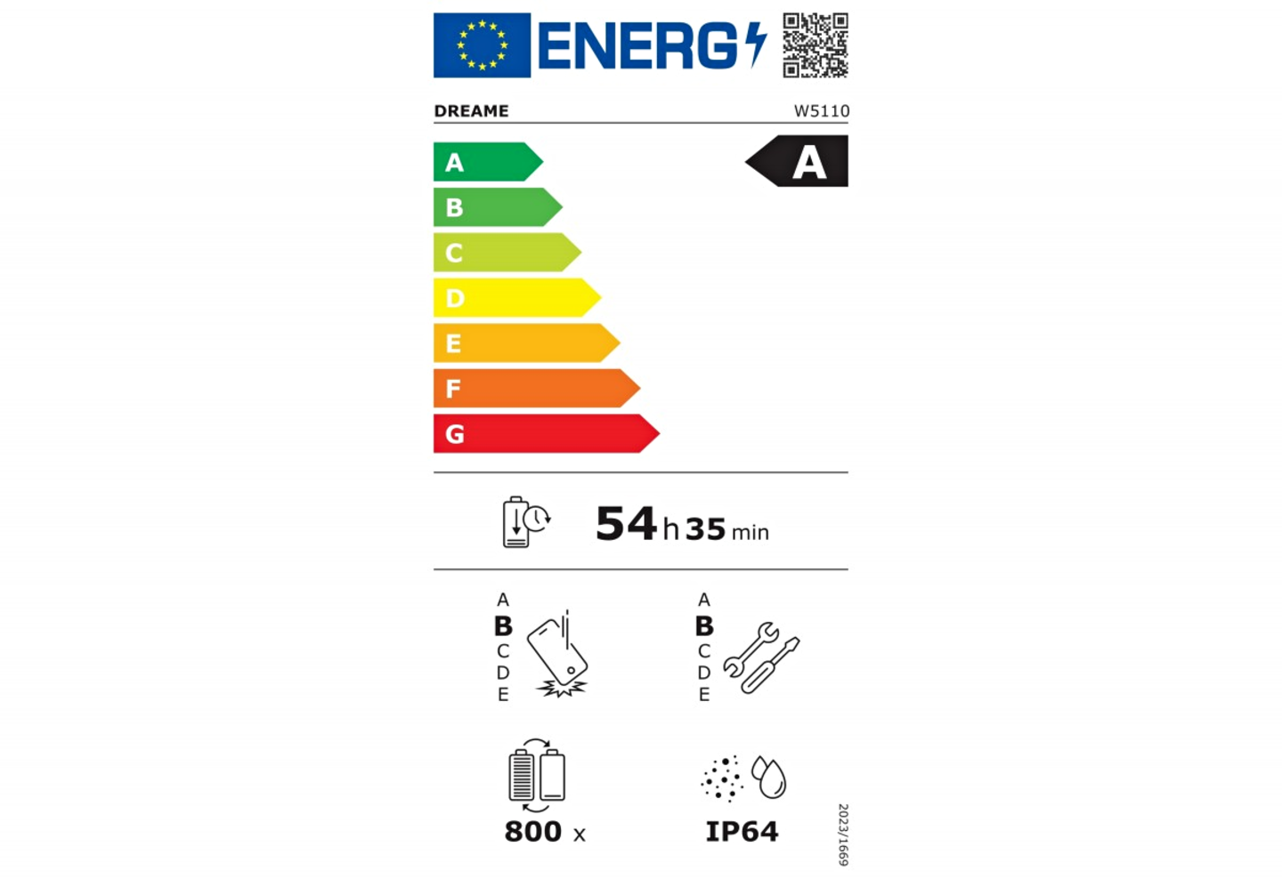 Etiqueta Dreame E1, primer movil de la marca