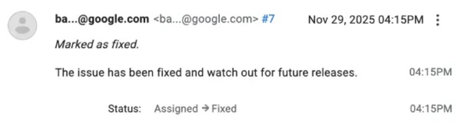 Correo equipo Google sobre Pixel