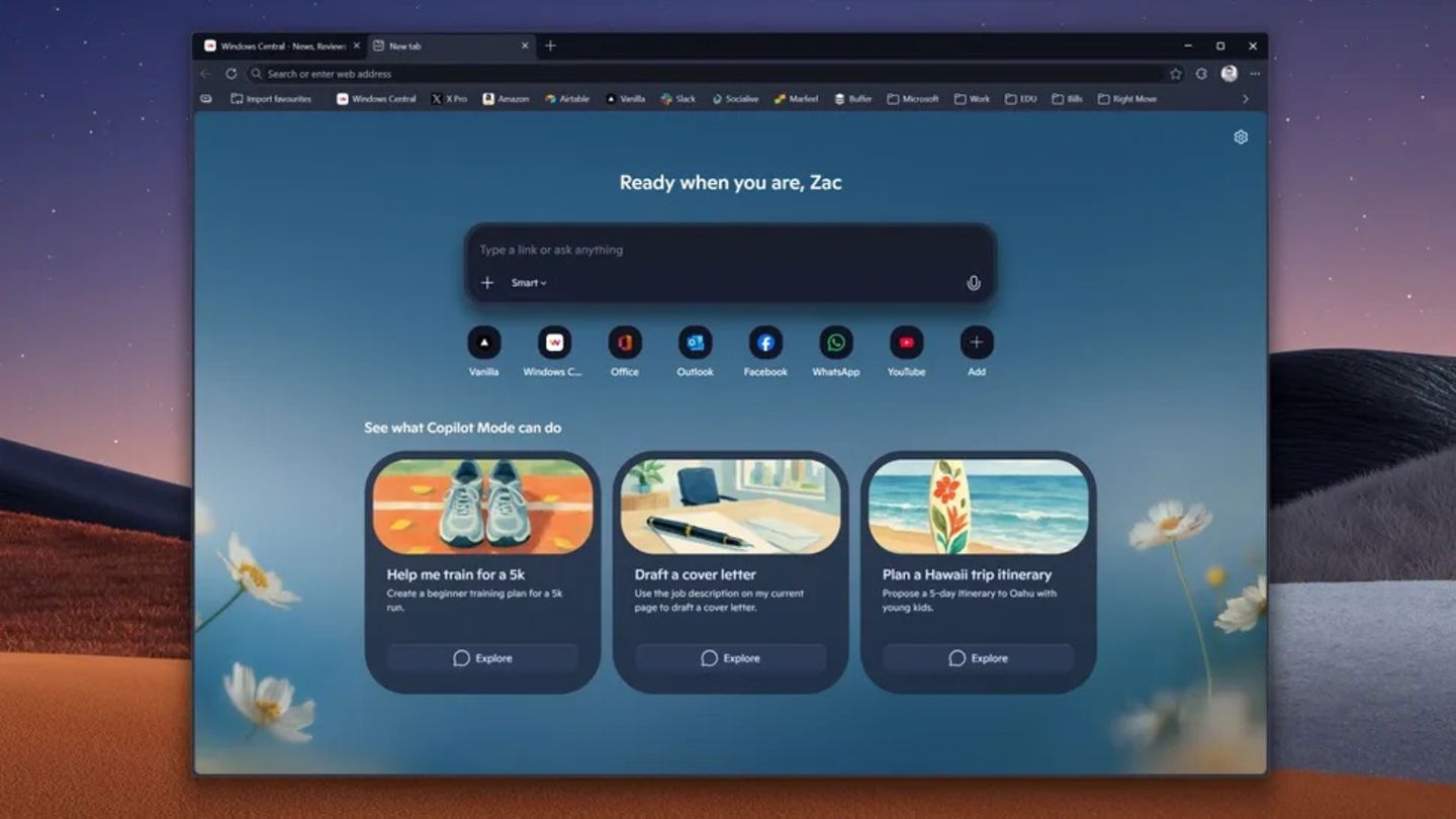 Microsoft Edge con diseño de Copilot