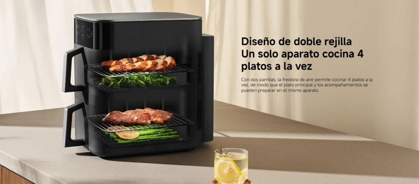 Esta freidora de aire de Xiaomi te permite cocinar múltiples platillos a la vez