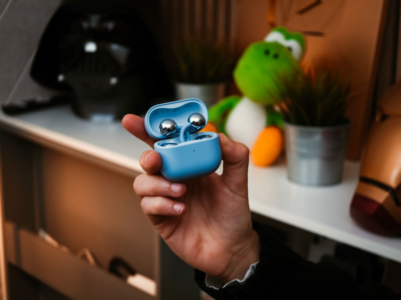 Estuche azul de los HUAWEI FreeClip 2