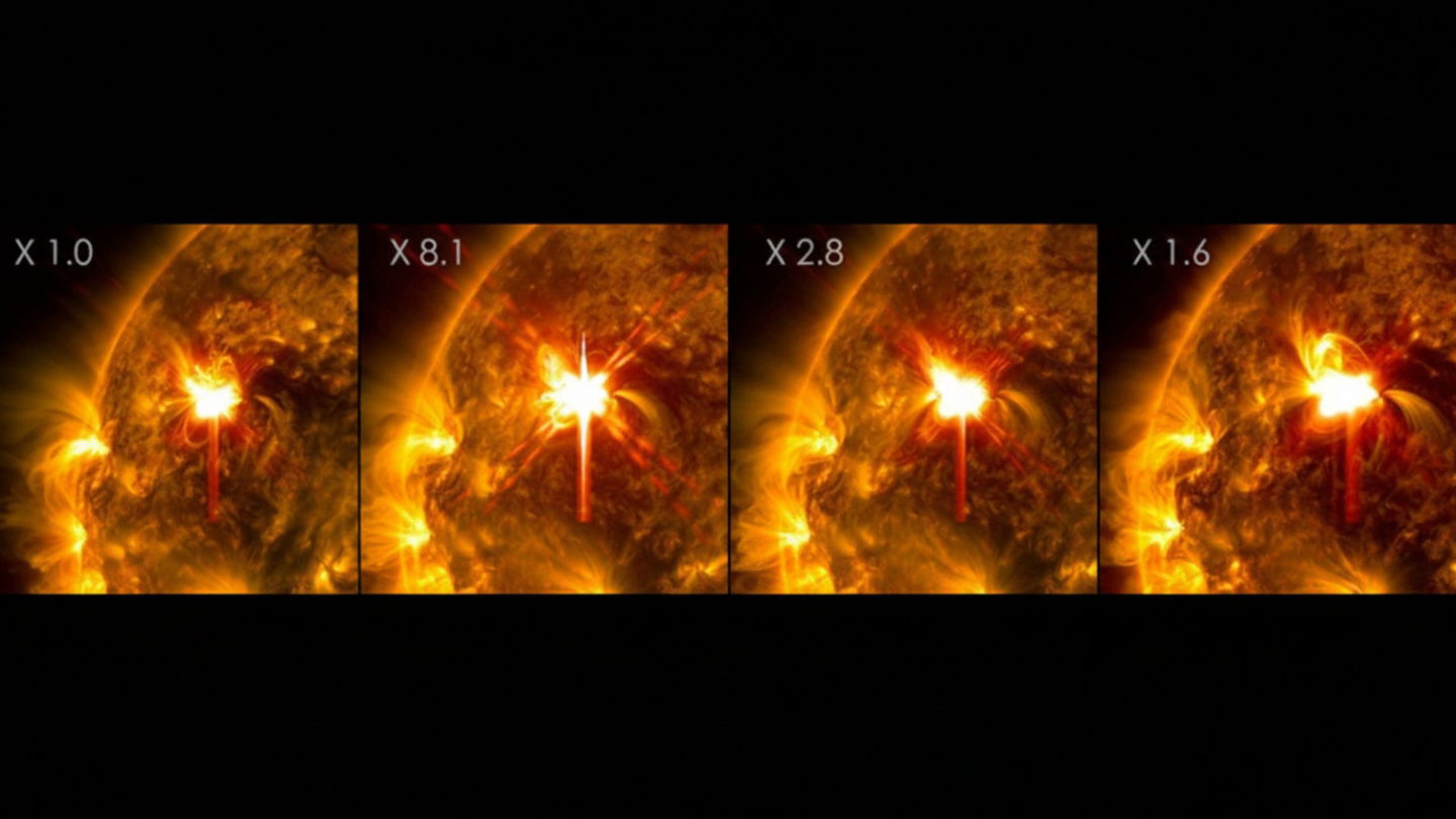 Cuatro llamaradas Sol