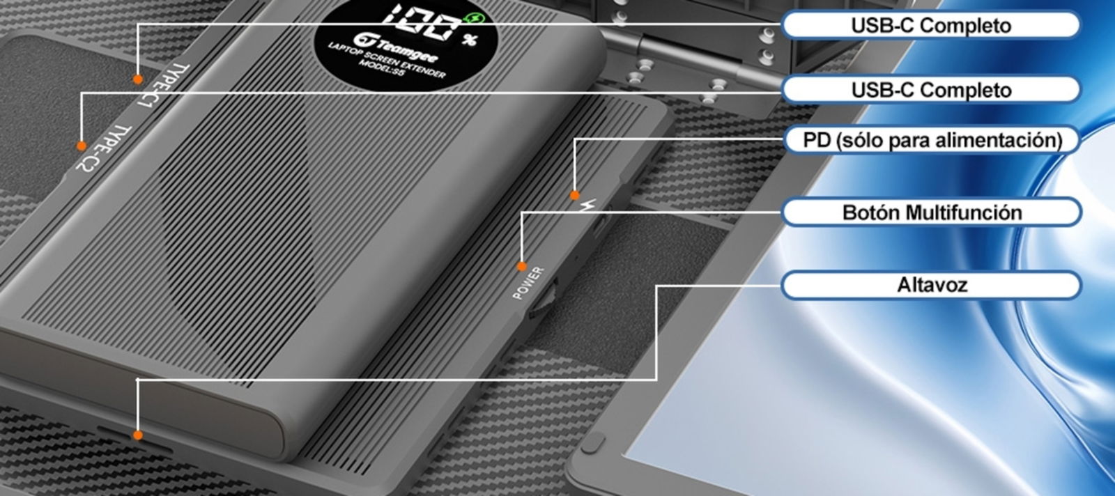 Teamgee doble monitor puertos