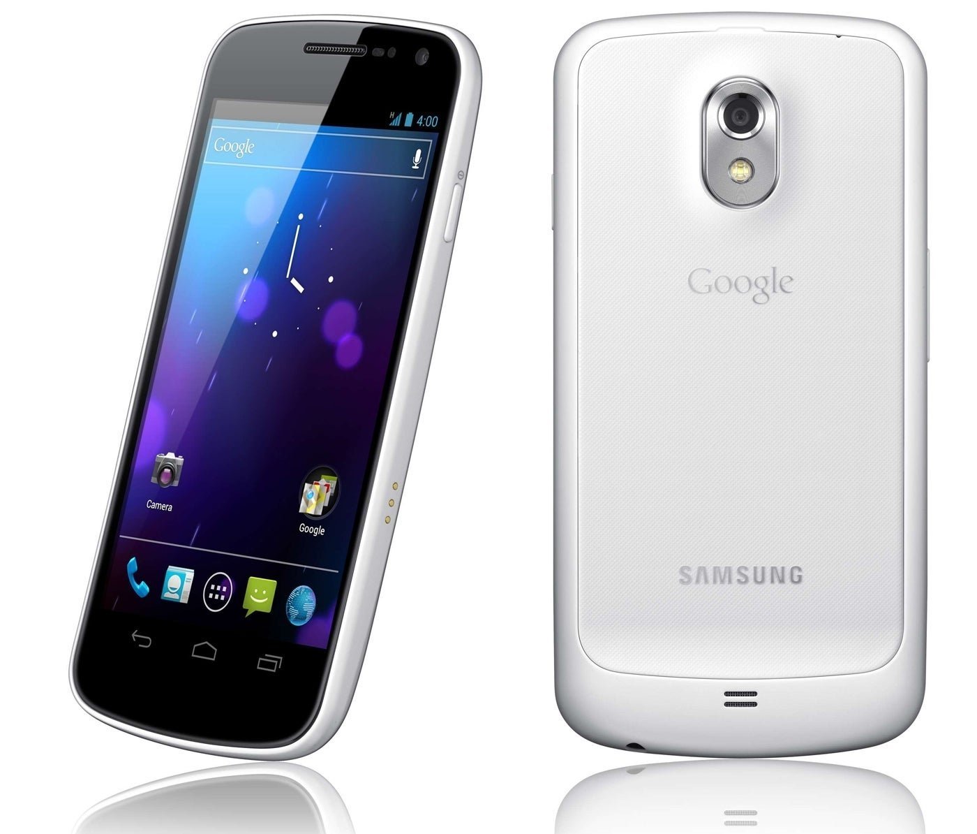 Parte frontal y trasera del Galaxy Nexus white