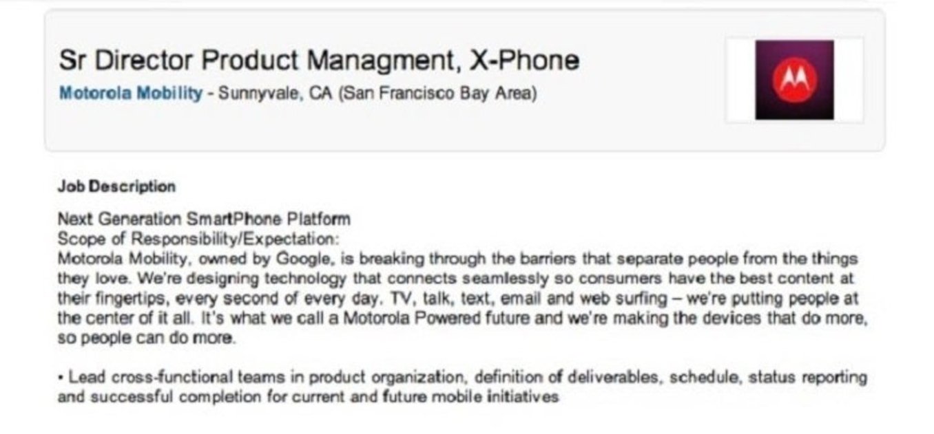 Oferta de empleo para el Motorola X-Phone