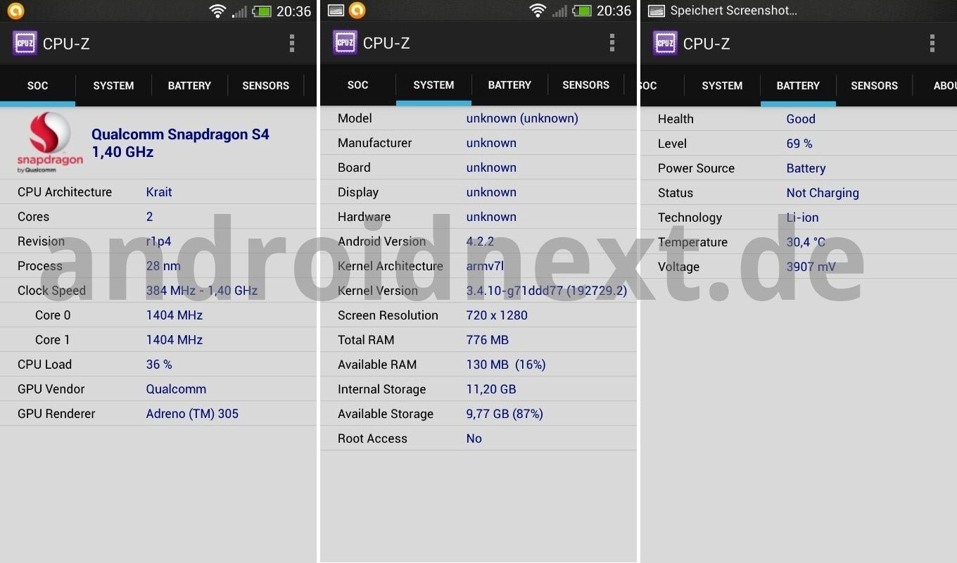 Especificaciones del HTC One Mini en CPU-Z