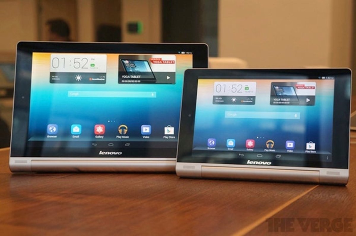 Primer plano de las nuevas Lenovo Tablet Yoga