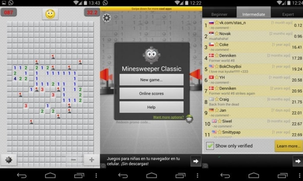 Minesweeper Classic pantallas