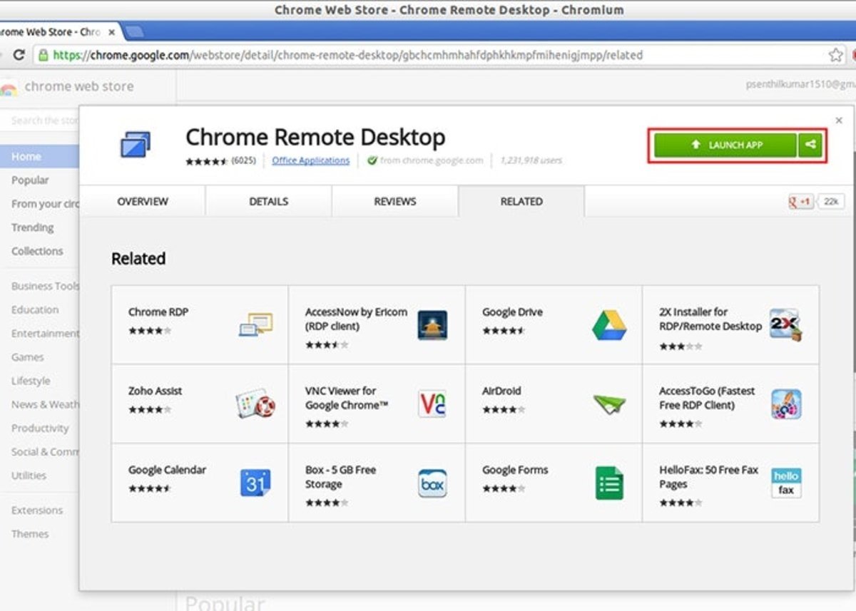Chrome remote desktop extensión