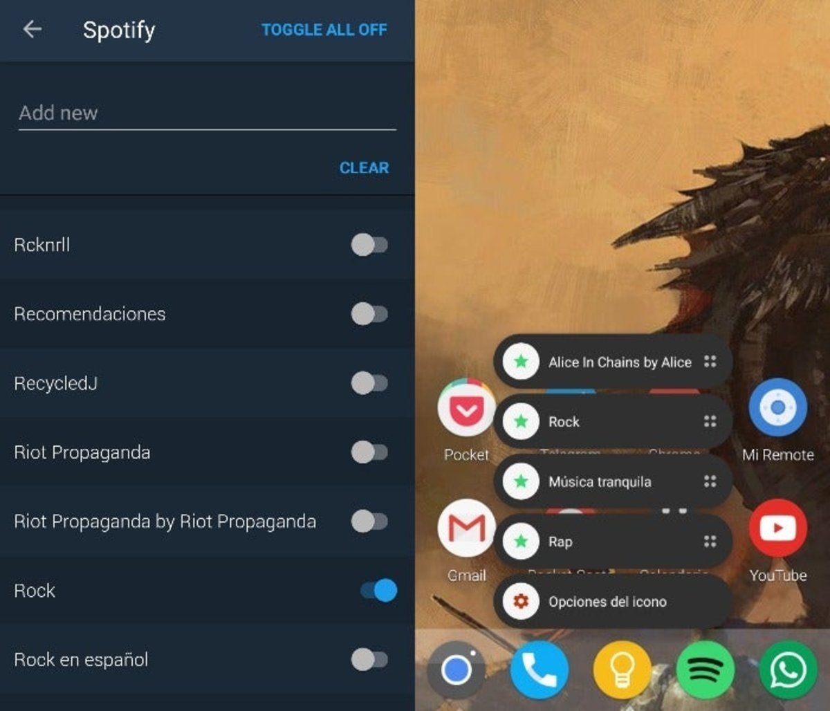 Sesame Shortcuts Nova launcher Spotify