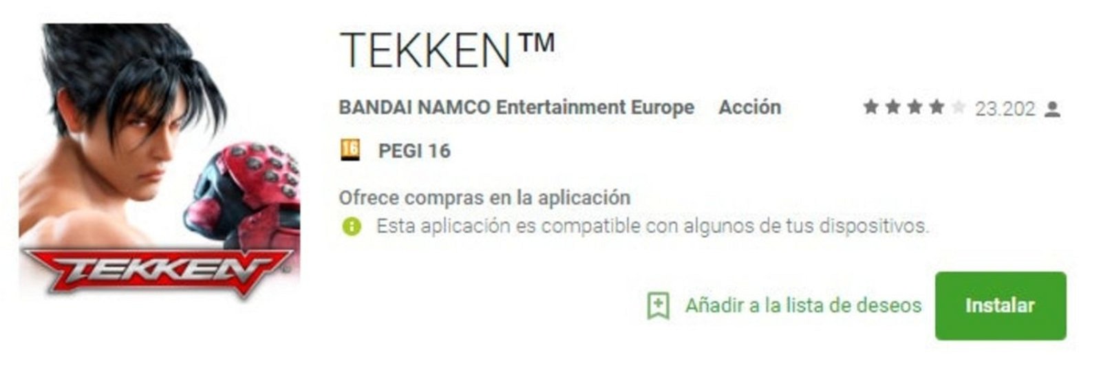 Ficha Tekken en Android