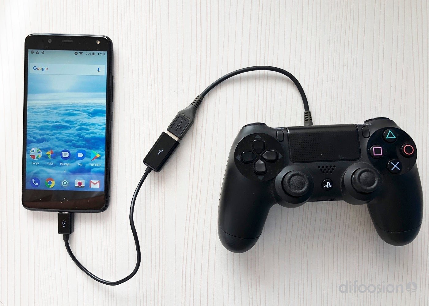 Mando PS4 conectado a Android por USB-OTG
