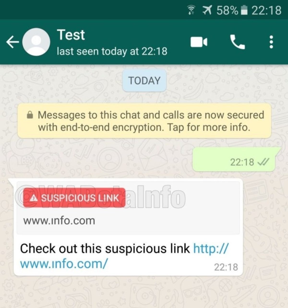 Enlace sospechoso en WhatsApp