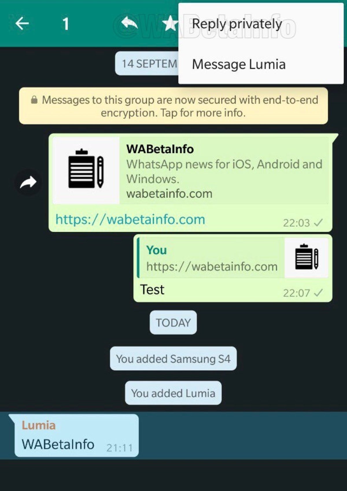 Responder de forma privada un mensaje recibido en un grupo en WhatsApp